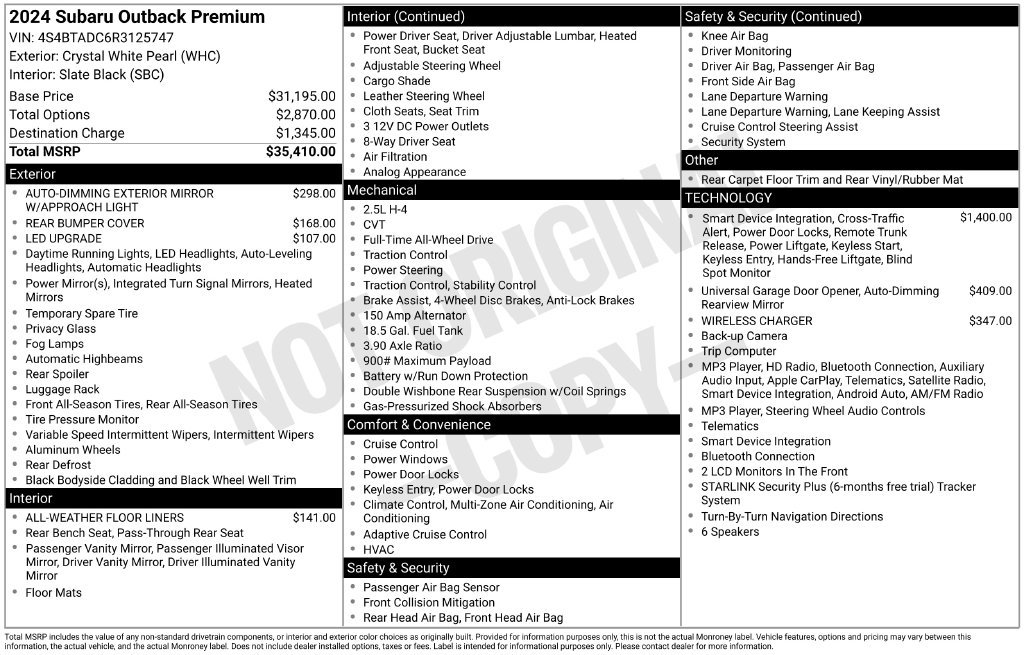 Certified 2024 Subaru Outback Premium AWD/4WD image 39