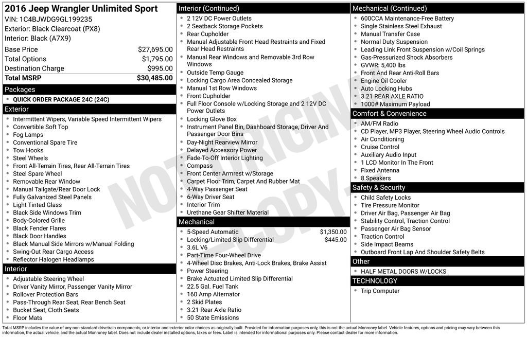 Used 2016 Jeep Wrangler Unlimited Sport image 3