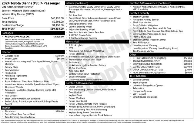 Certified 2024 Toyota Sienna XSE w/ XSE Plus Package AWD/4WD image 19