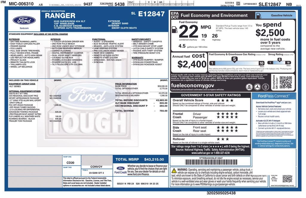 New 2025 Ford Ranger XLT w/ FX4 Off-Road Package image 57