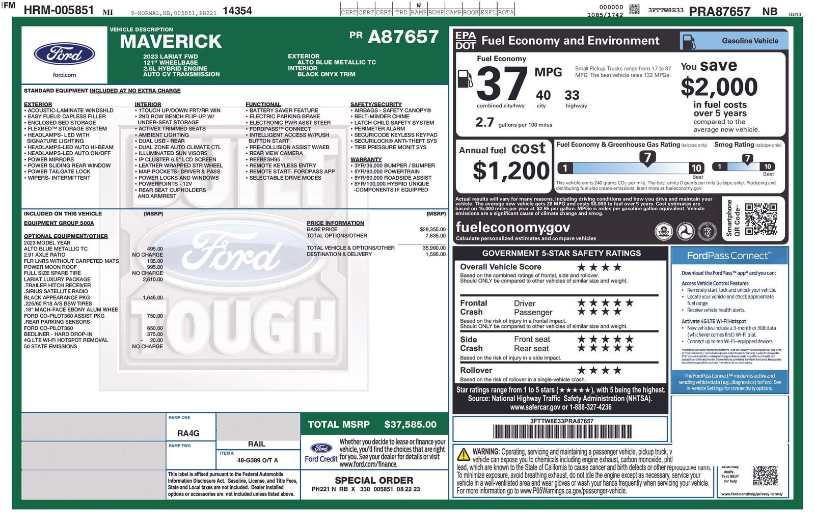 Used 2023 Ford Maverick Lariat w/ Lariat Luxury Package FWD image 4