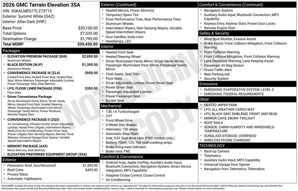 New 2026 GMC Terrain Elevation w/ Elevation Premium Package image 45