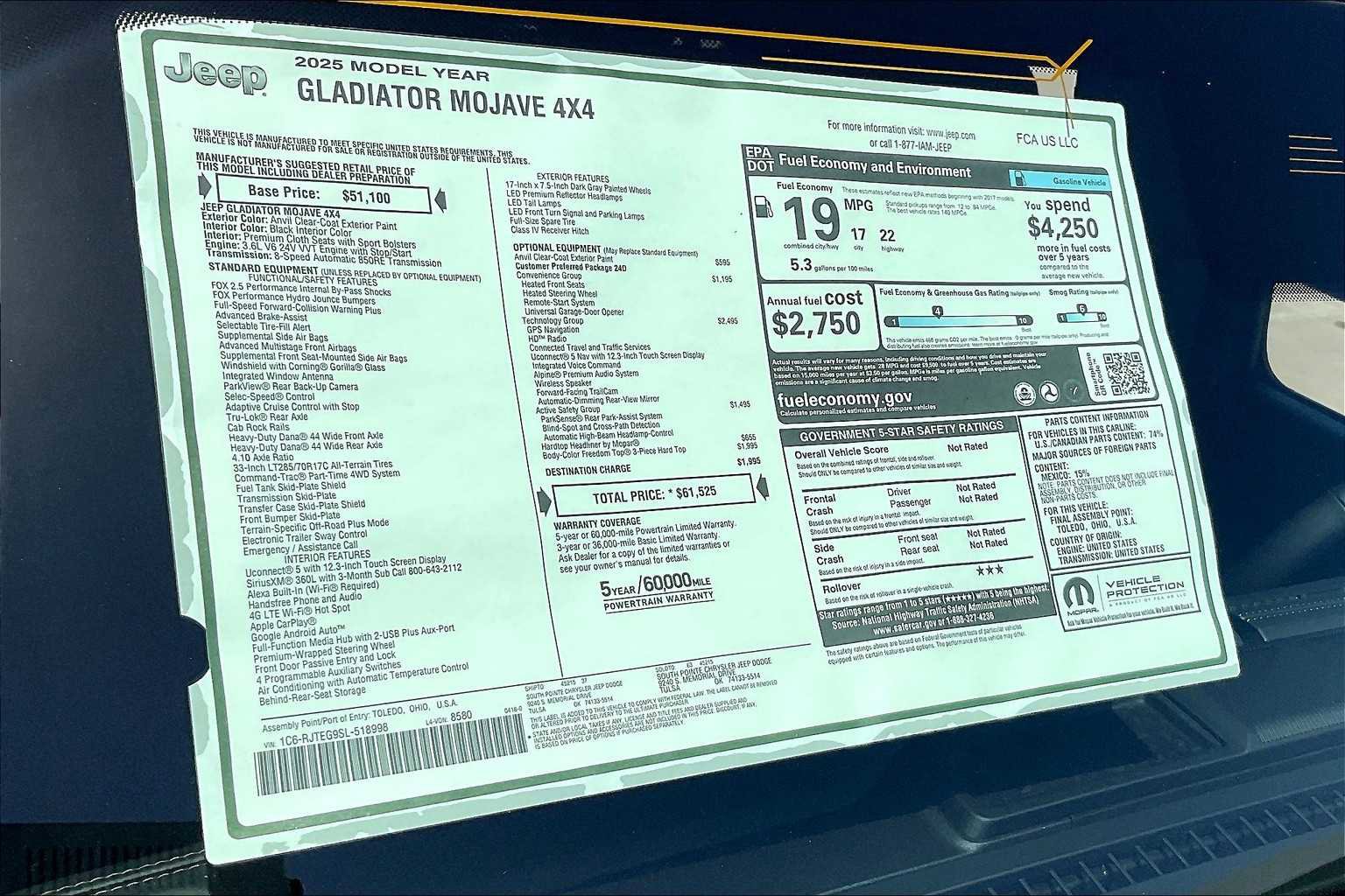 New 2025 Jeep Gladiator Mojave w/ Safety Group image 19