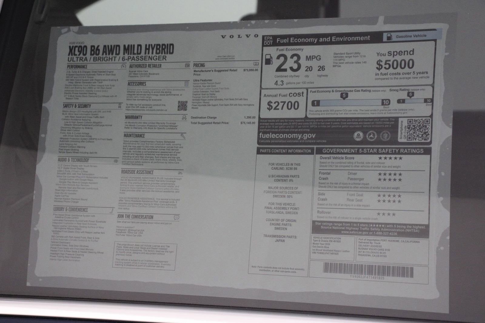 New 2026 Volvo XC90 B6 Ultra image 18