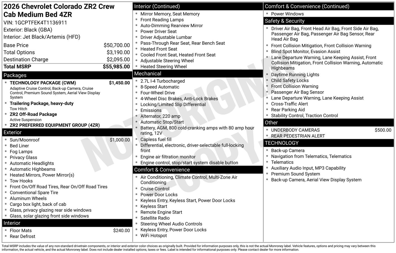 Used 2026 Chevrolet Colorado ZR2 w/ Technology Package AWD/4WD image 38