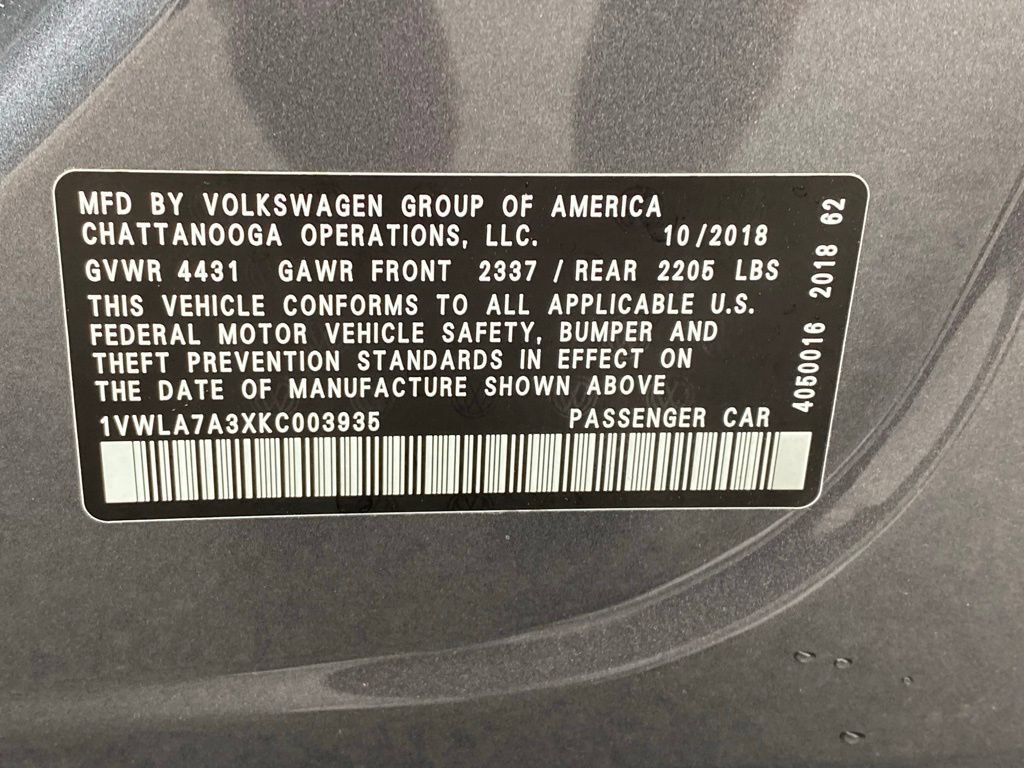 Used 2019 Volkswagen Passat 2.0T Wolfsburg w/ Wheels & Sunroof Package FWD image 17