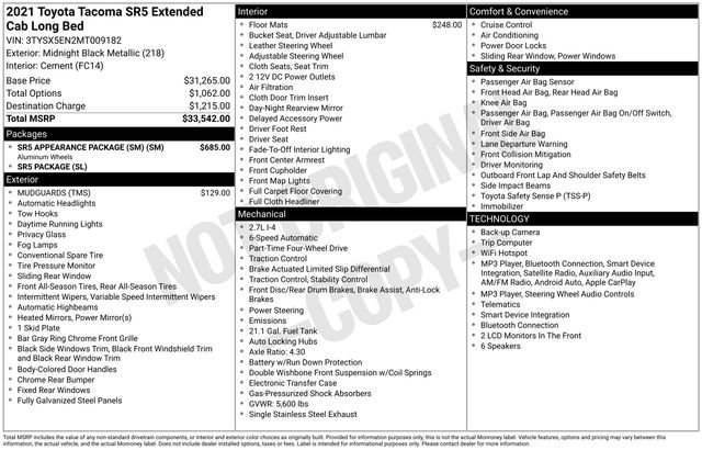 Used 2021 Toyota Tacoma SR5 w/ SR5 Appearance Package (SM) AWD/4WD image 32