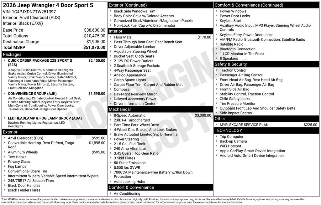 New 2026 Jeep Wrangler Unlimited Sport AWD/4WD image 9