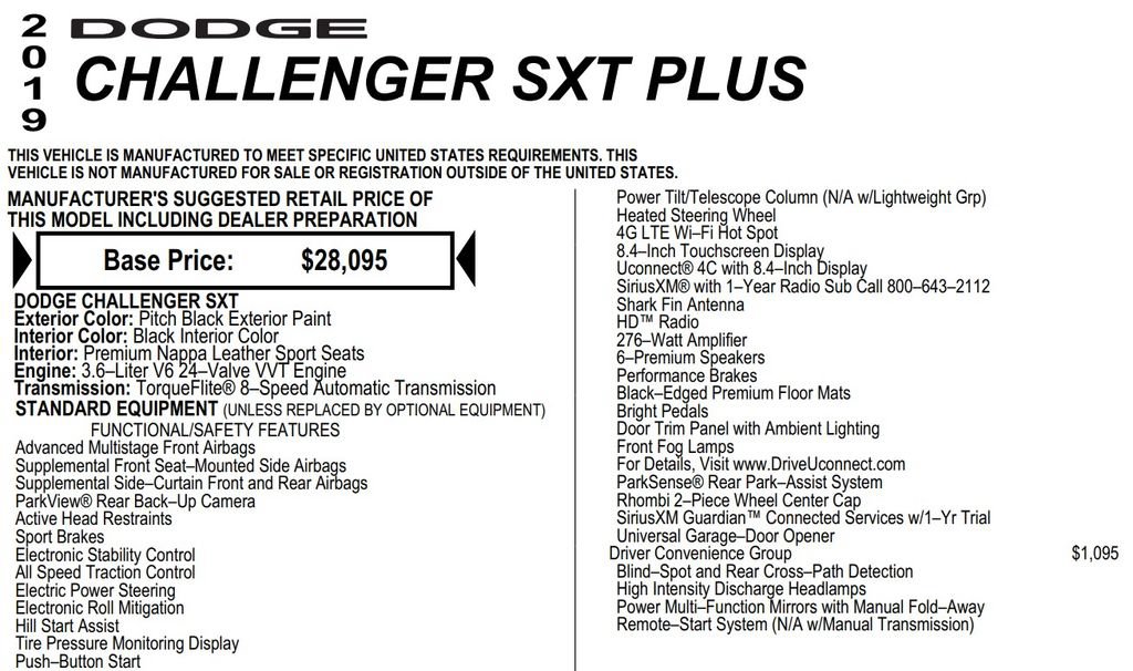 Used 2019 Dodge Challenger SXT w/ Plus Package RWD image 16