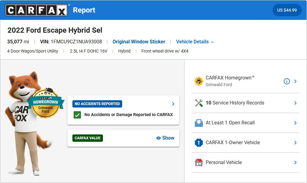 Certified 2022 Ford Escape SEL w/ Technology Package AWD/4WD image 2