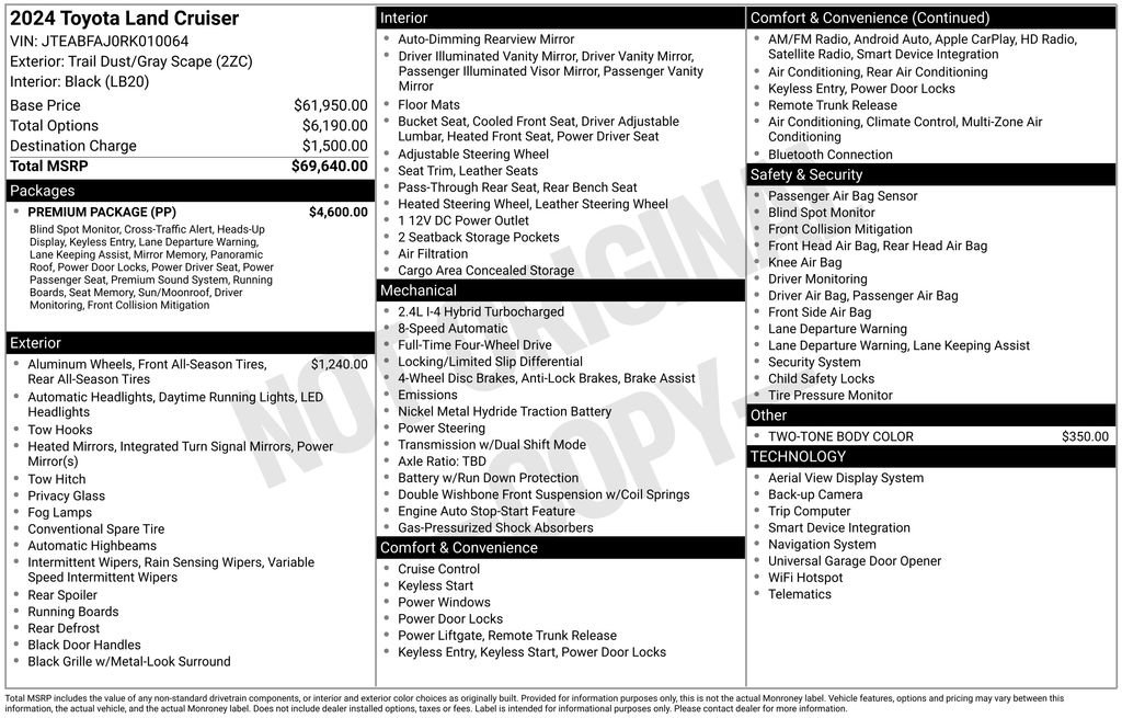 Used 2024 Toyota Land Cruiser w/ Premium Package AWD/4WD image 48