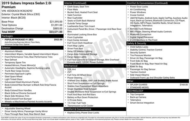 Used 2019 Subaru Impreza 2.0i Premium w/ Popular Package #1 image 36