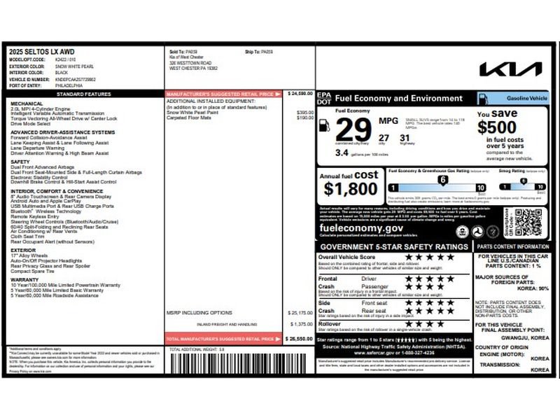 Certified 2025 Kia Seltos LX AWD/4WD image 9