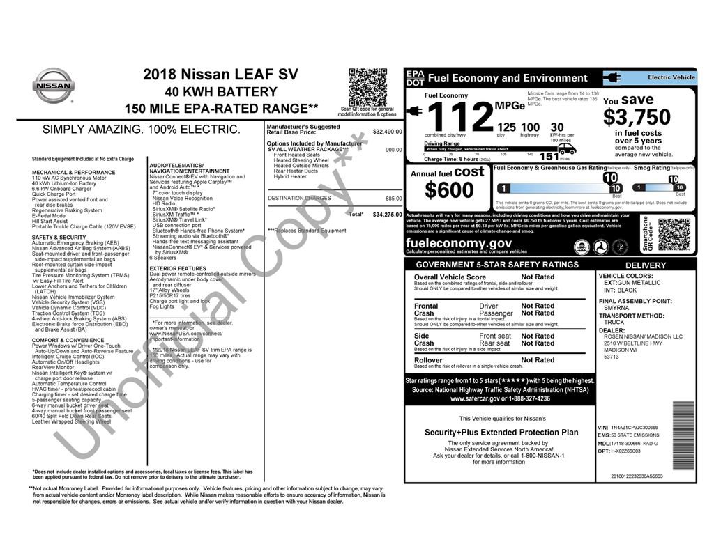 Used 2018 Nissan Leaf SV w/ SV All Weather Package FWD image 26