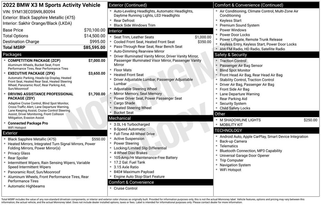 Used 2022 BMW X3 M w/ Competition Package image 2