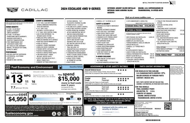 Used 2024 Cadillac Escalade V w/ LPO, ONYX Package AWD/4WD image 3