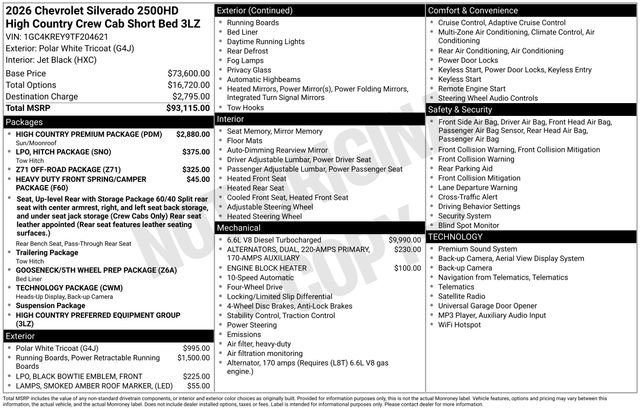New 2026 Chevrolet Silverado 2500 High Country w/ High Country Premium Package AWD/4WD image 33
