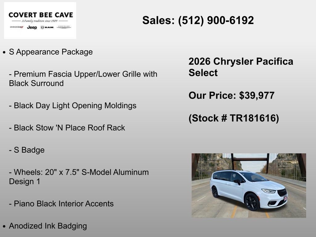 New 2026 Chrysler Pacifica Select w/ S Appearance Package FWD image 12