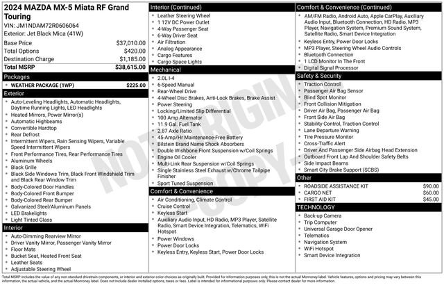 Used 2024 MAZDA MX-5 Miata RF Grand Touring w/ Weather Package image 6