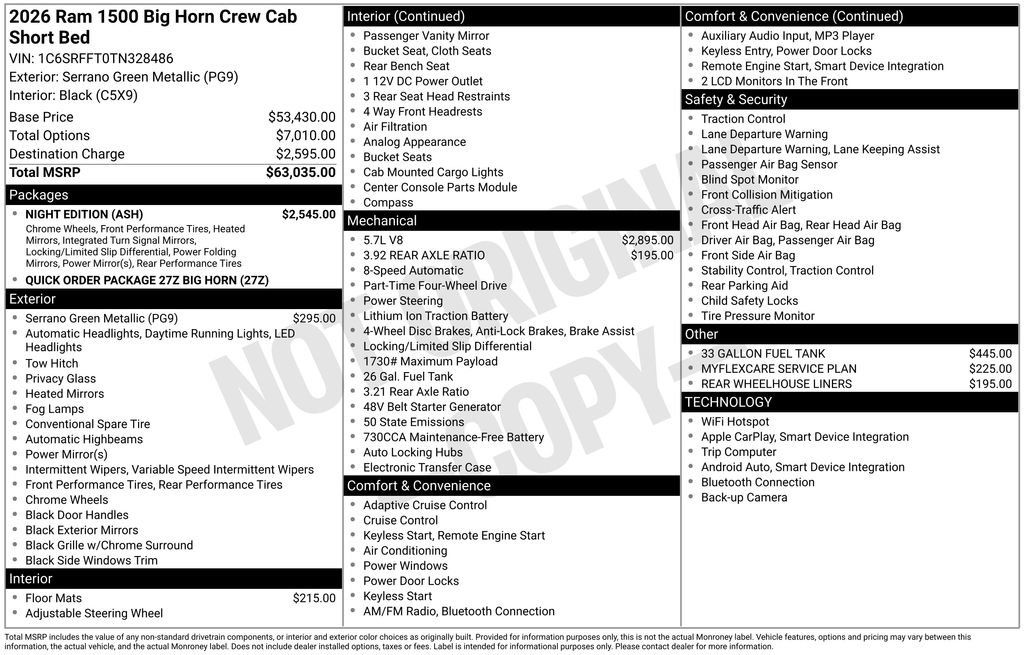 New 2026 RAM 1500 Big Horn w/ Night Edition AWD/4WD image 7