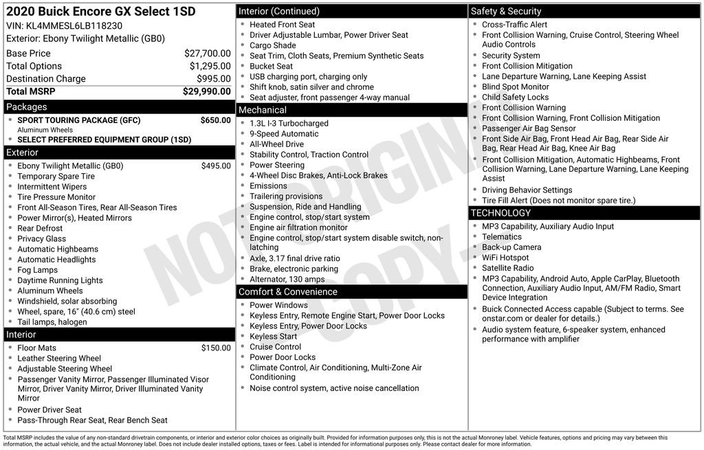 Used 2020 Buick Encore GX Select w/ Sport Touring Package image 7