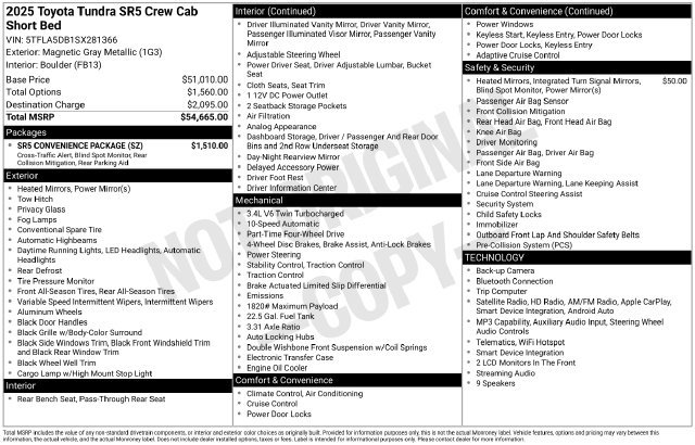 Used 2025 Toyota Tundra SR5 w/ SR5 Convenience Package AWD/4WD image 27