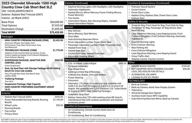 Used 2023 Chevrolet Silverado 1500 High Country w/ High Country Premium Package AWD/4WD image 37