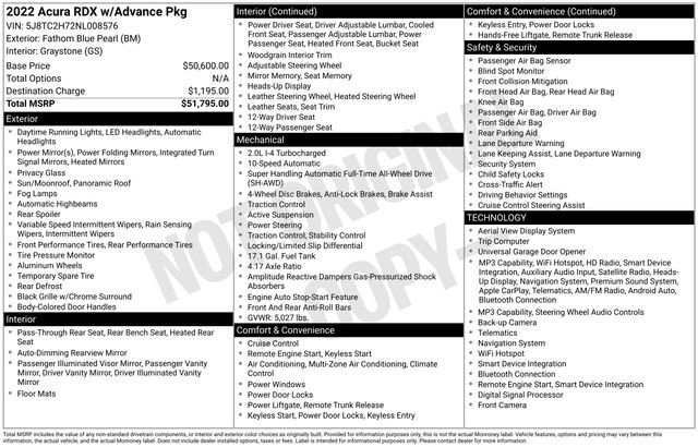 Certified 2022 Acura RDX AWD w/ Advance Package image 38