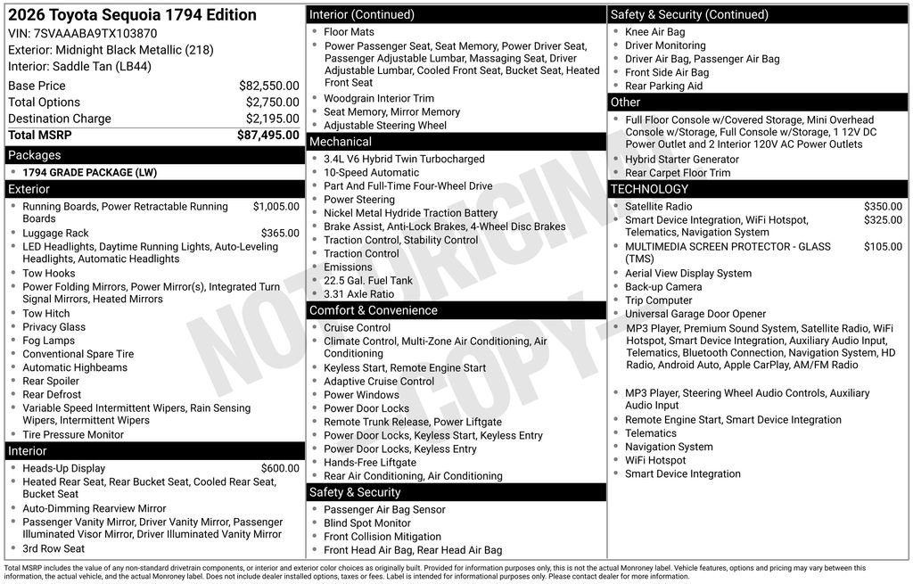 New 2026 Toyota Sequoia 1794 Edition AWD/4WD image 35