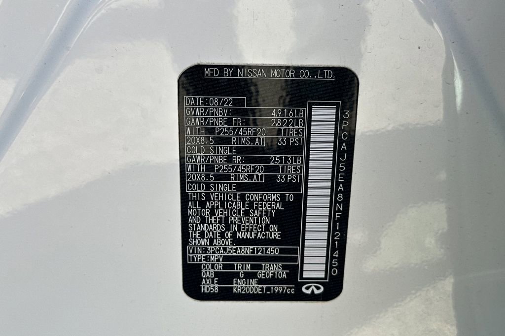 Used 2022 INFINITI QX50 Sensory image 30