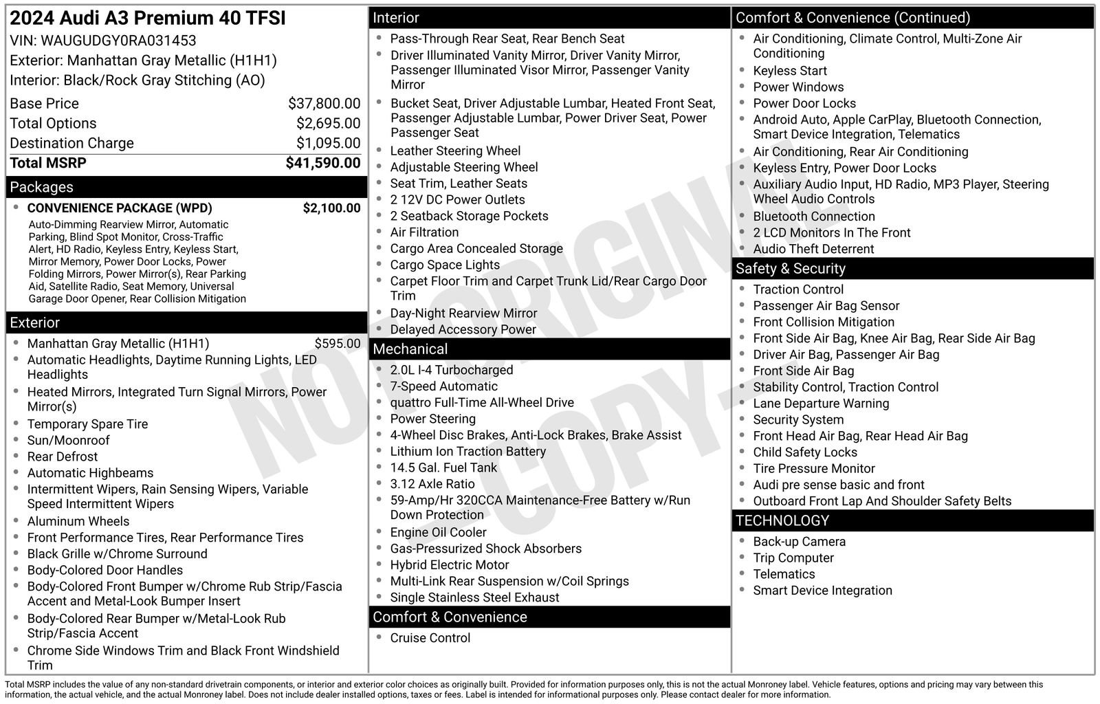 Certified 2024 Audi A3 2.0T Premium w/ Convenience Package image 33