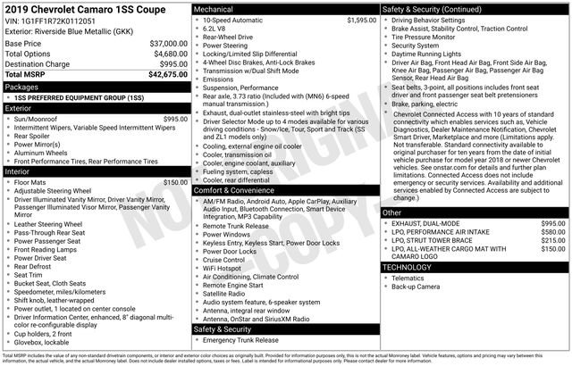 Used 2019 Chevrolet Camaro SS image 34