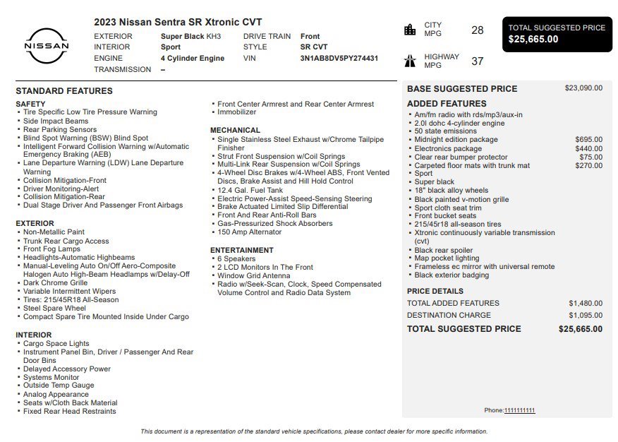 Used 2023 Nissan Sentra SR w/ Midnight Edition Package image 33