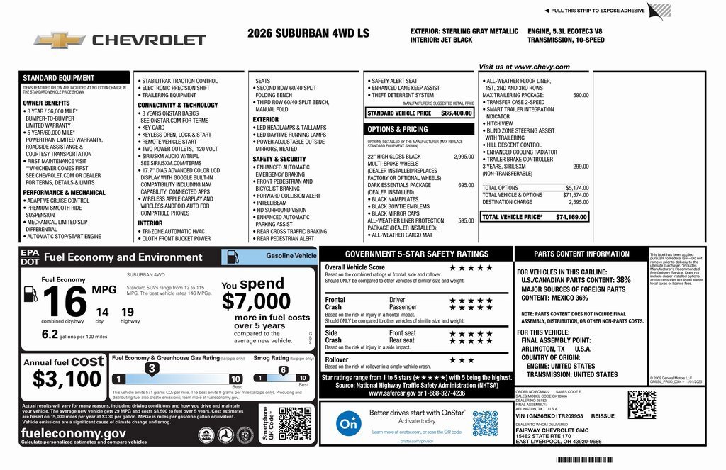 New 2026 Chevrolet Tahoe LS w/ LPO, Dark Essentials Package image 4