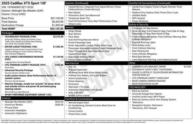 Certified 2025 Cadillac XT5 Sportv w/ Technology Package image 39
