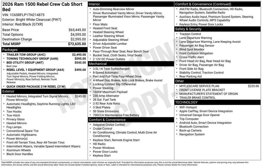 New 2026 RAM 1500 Rebel w/ Trailer Tow Group AWD/4WD image 6
