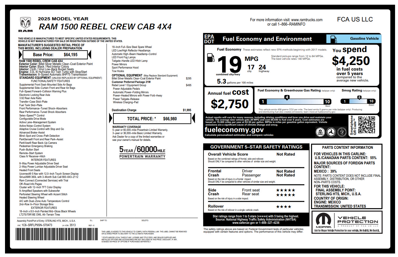 Used 2025 RAM 1500 Rebel w/ Rebel Level 1 Equipment Group AWD/4WD image 31