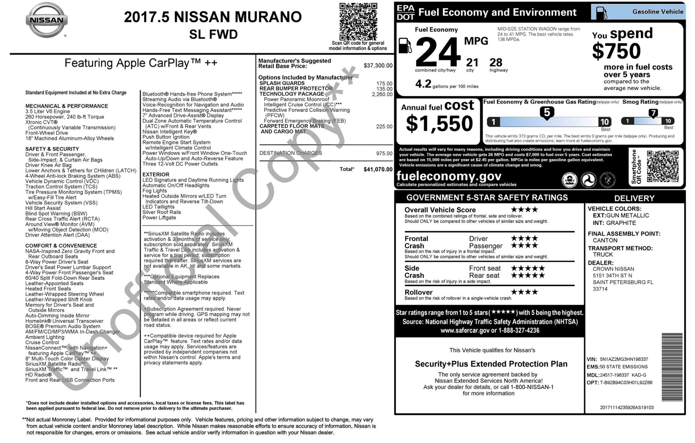 Used 2017 Nissan Murano SL w/ SL Technology Package FWD image 5