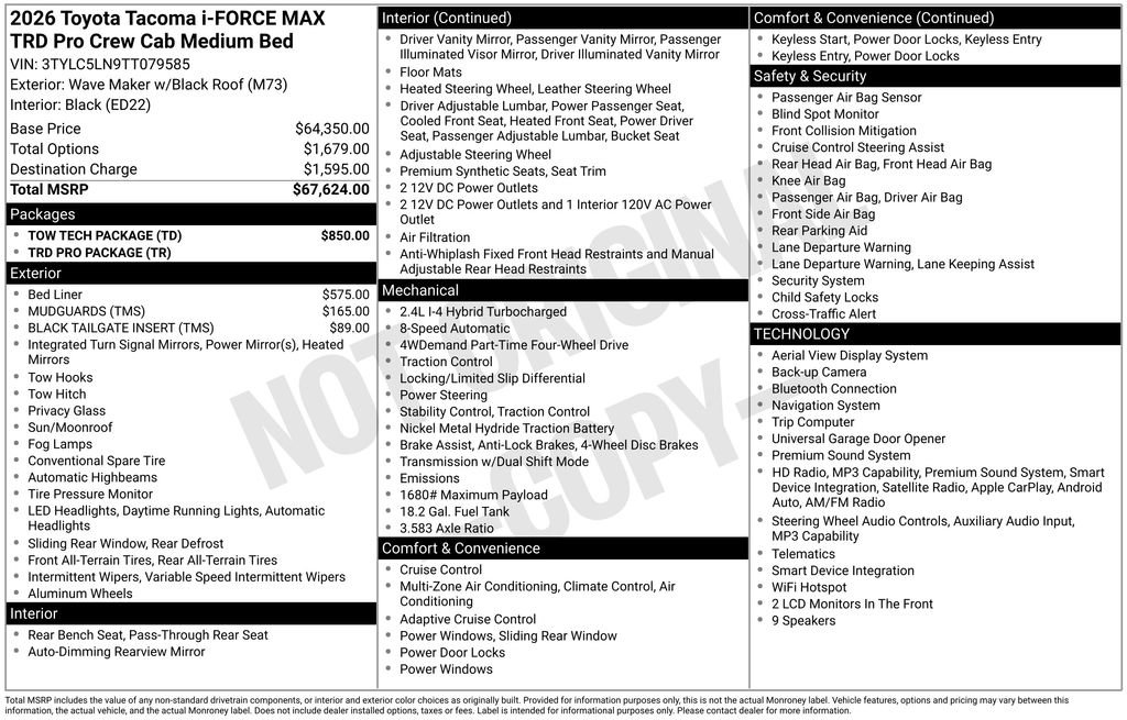 New 2026 Toyota Tacoma TRD Pro w/ Tow Tech Package AWD/4WD image 4
