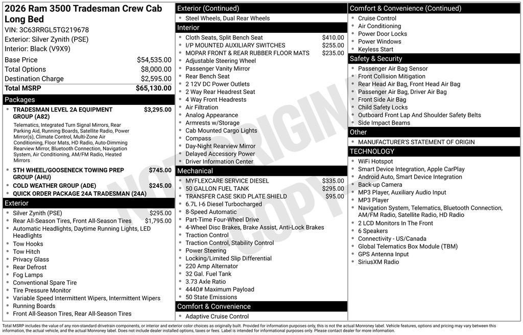 New 2026 RAM 3500 Tradesman AWD/4WD image 9