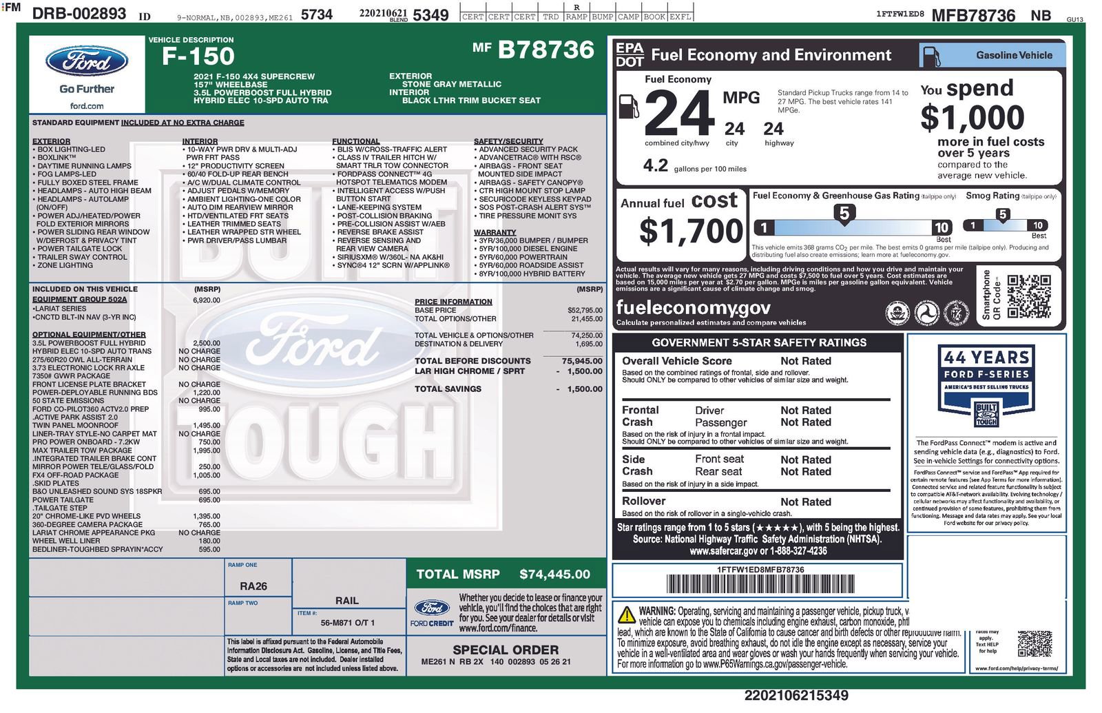 Used 2021 Ford F150 Lariat w/ Equipment Group 502A High image 36