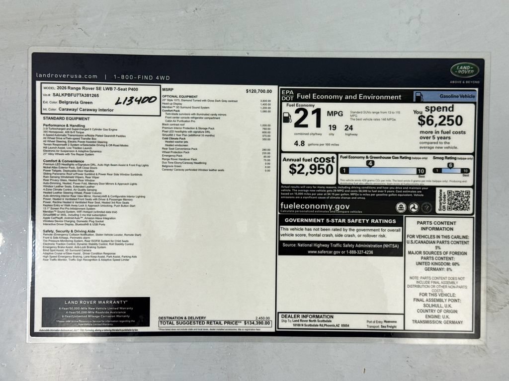 New 2026 Land Rover Range Rover Long Wheelbase SE AWD/4WD image 9