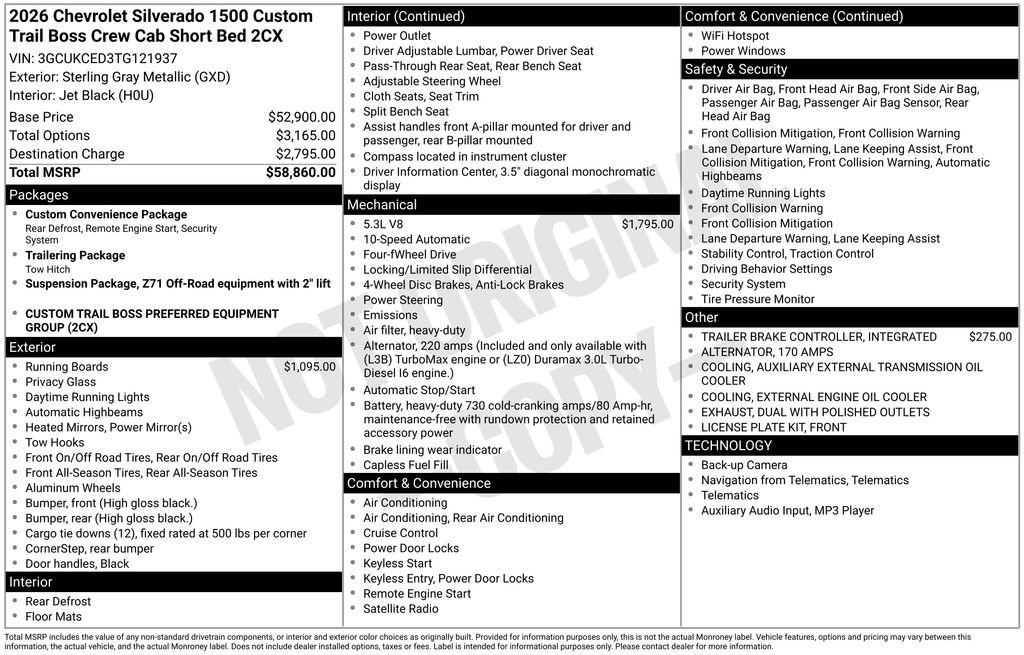 New 2026 Chevrolet Silverado 1500 Custom Trail Boss AWD/4WD image 8