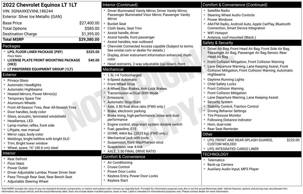 Used 2022 Chevrolet Equinox LT w/ LPO, Floor Liner Package image 8