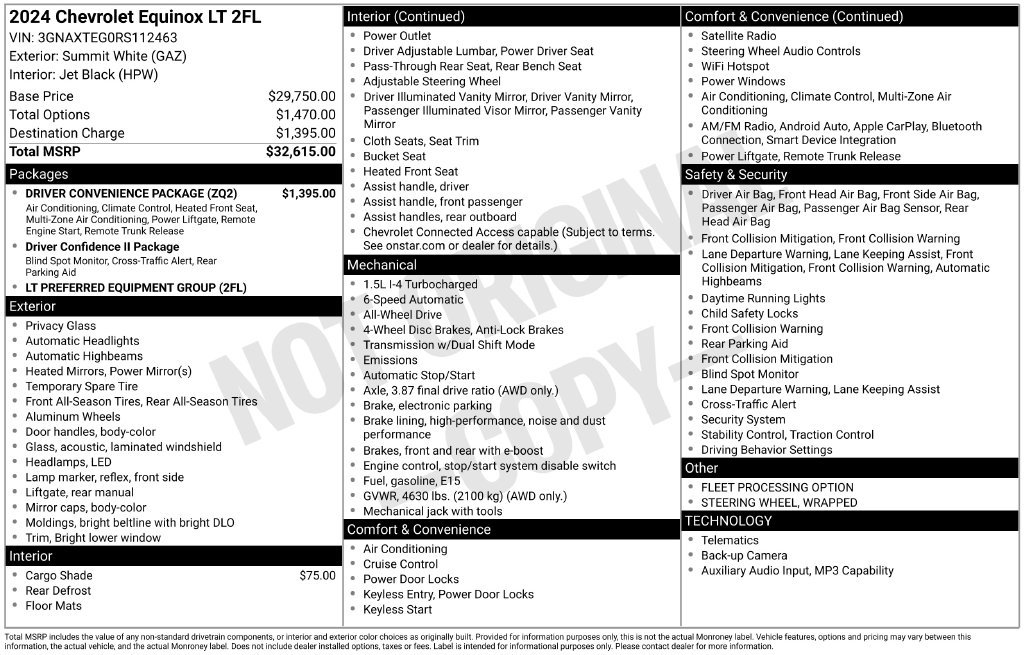 Used 2024 Chevrolet Equinox LT w/ Driver Convenience Package AWD/4WD image 41