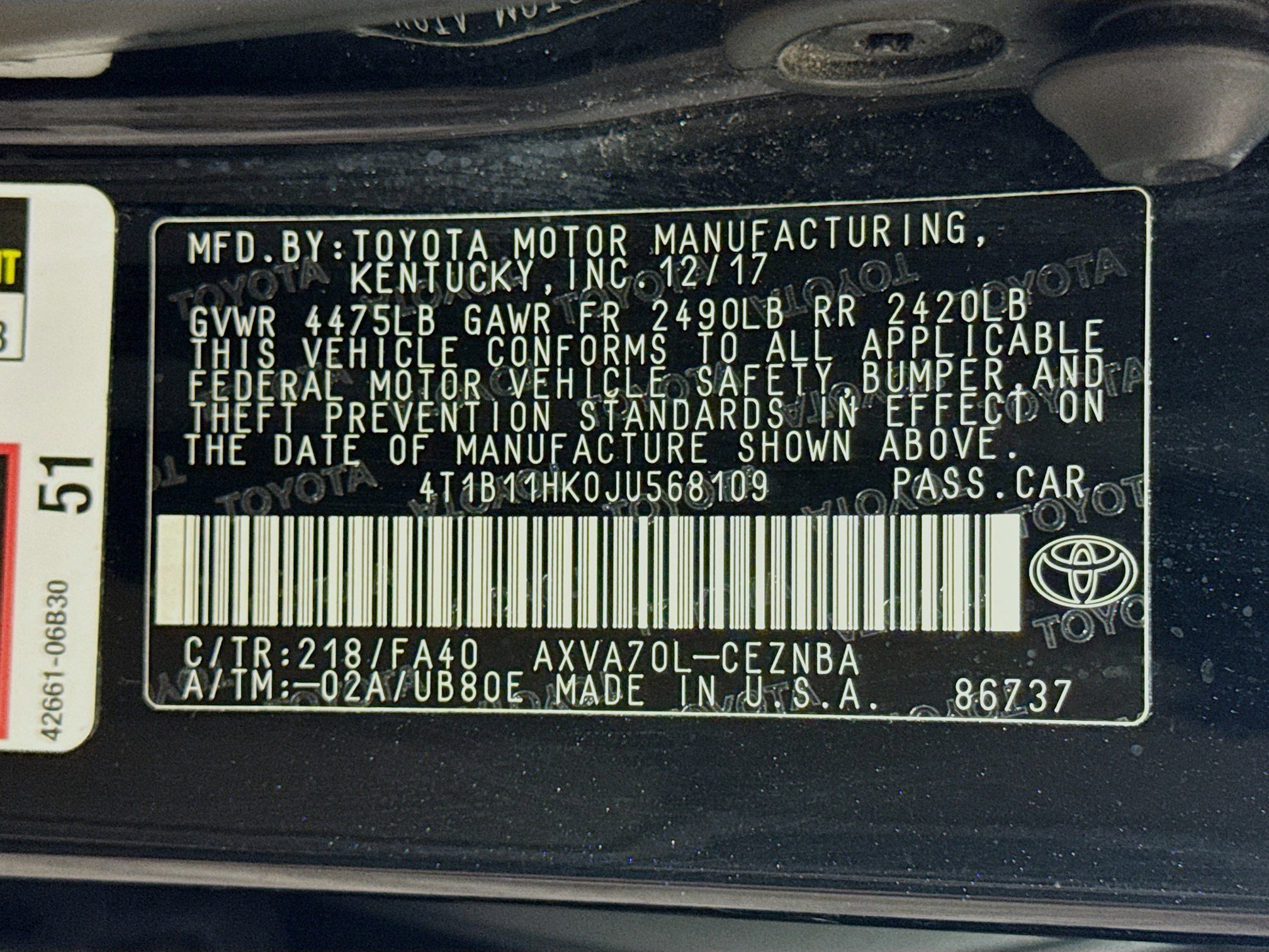 Used 2018 Toyota Camry LE w/ Convenience Package FWD image 40