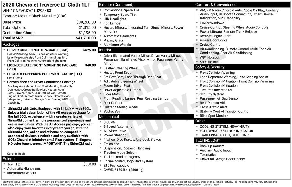 Used 2020 Chevrolet Traverse LT w/ Driver Confidence II Package image 6