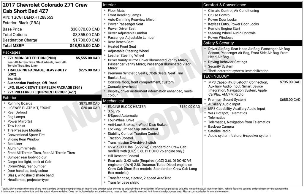 Used 2017 Chevrolet Colorado Z71 w/ Z71 Midnight Edition AWD/4WD image 6