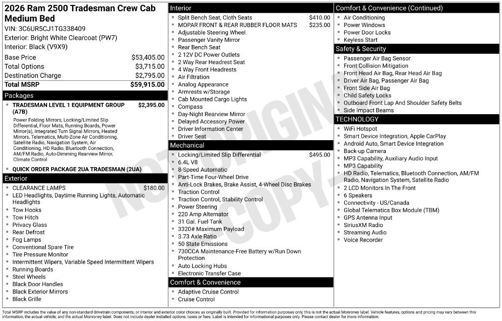 New 2026 RAM 2500 Tradesman AWD/4WD image 5