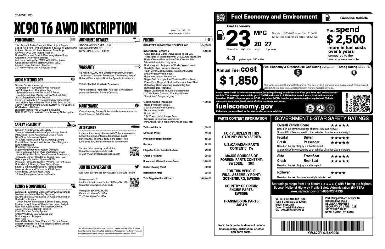 Used 2018 Volvo XC90 T6 Inscription w/ Convenience Package image 2